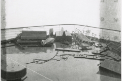 Storm-wrecked debris on board the TEV Wahine